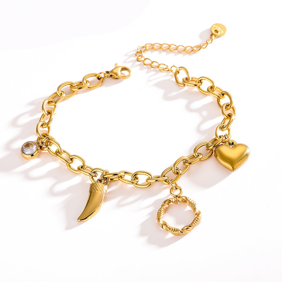 Pulsera Corazón Cuerno Rueda Acero Titanio