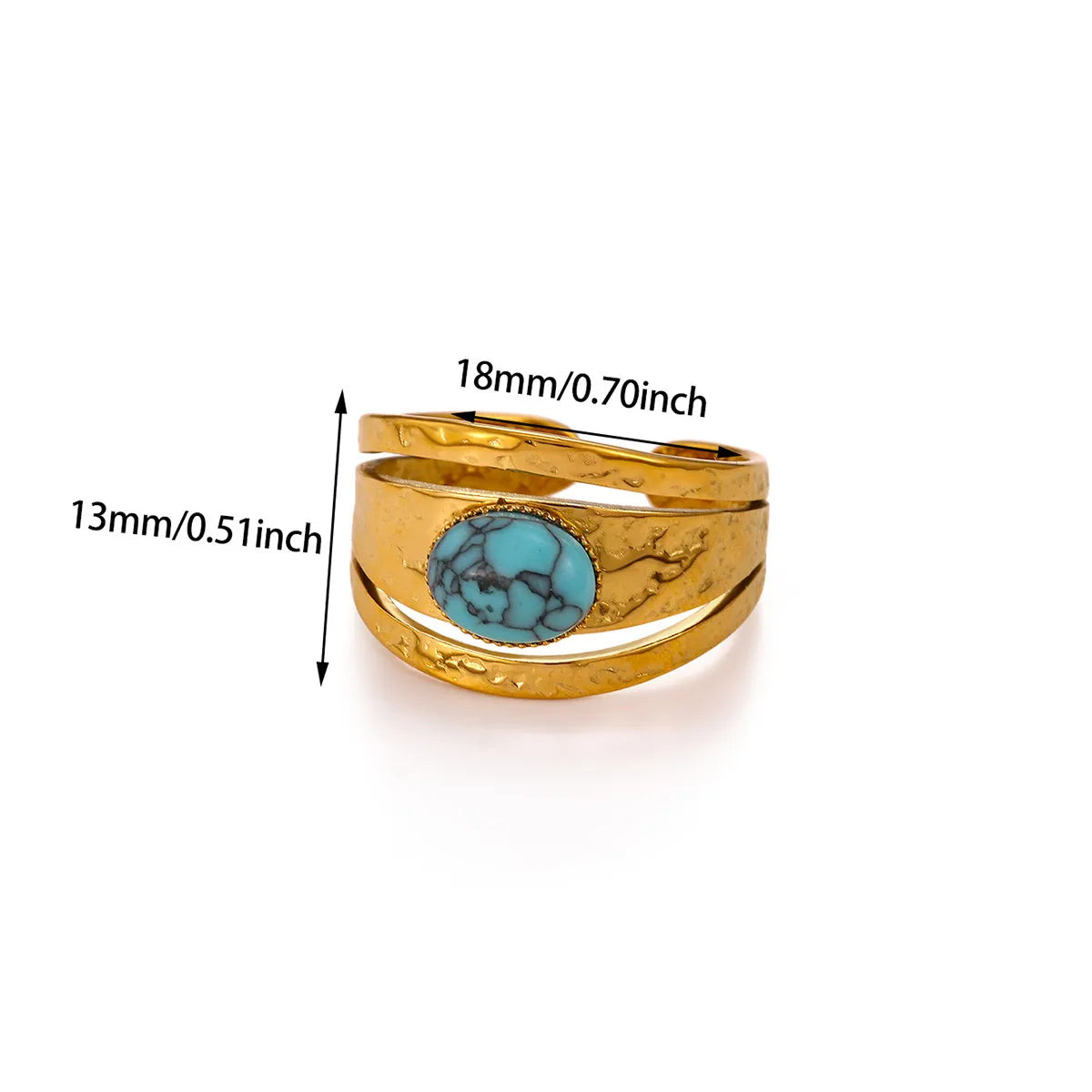 Anillo Abierto Turquesa Acero Inoxidable