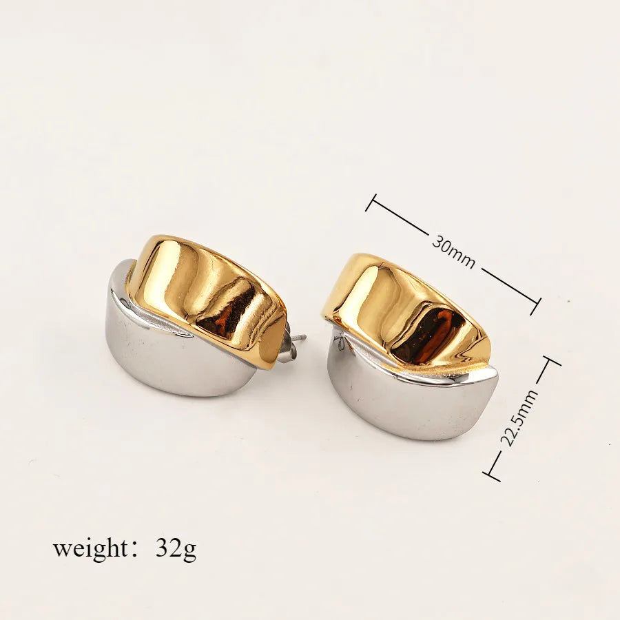 Aretes Bicolor Acero Inoxidable