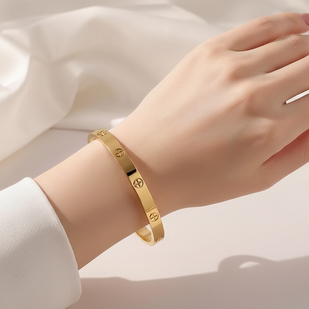 Pulsera Tornillo Dorada Acero Inoxidable