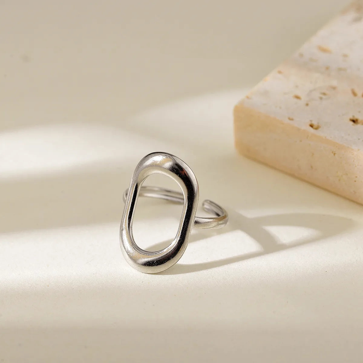 Anillo Ovalado Abierto Acero Inoxidable