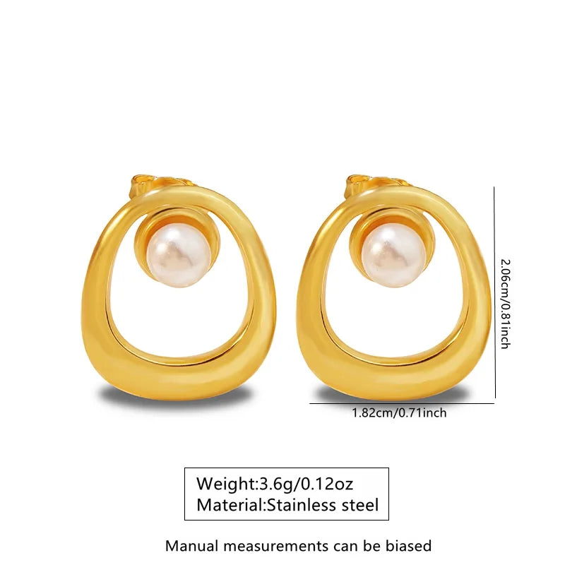 Aretes Perla Acero Inoxidable