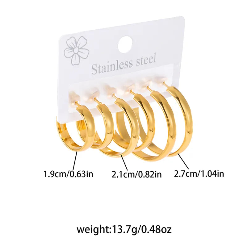 Set Arracadas Doradas Acero Inoxidable