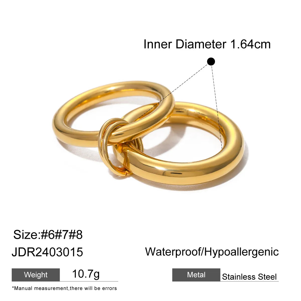 Anillo Doble Dorado Acero Inoxidable