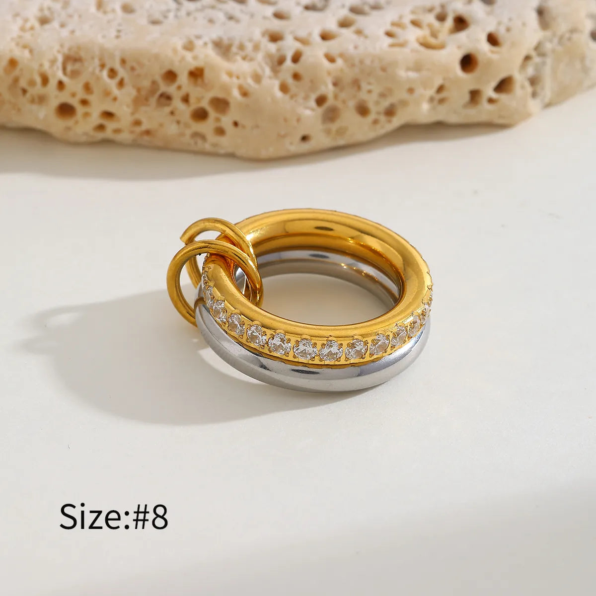 Anillo Doble Bicolor Acero Inoxidable