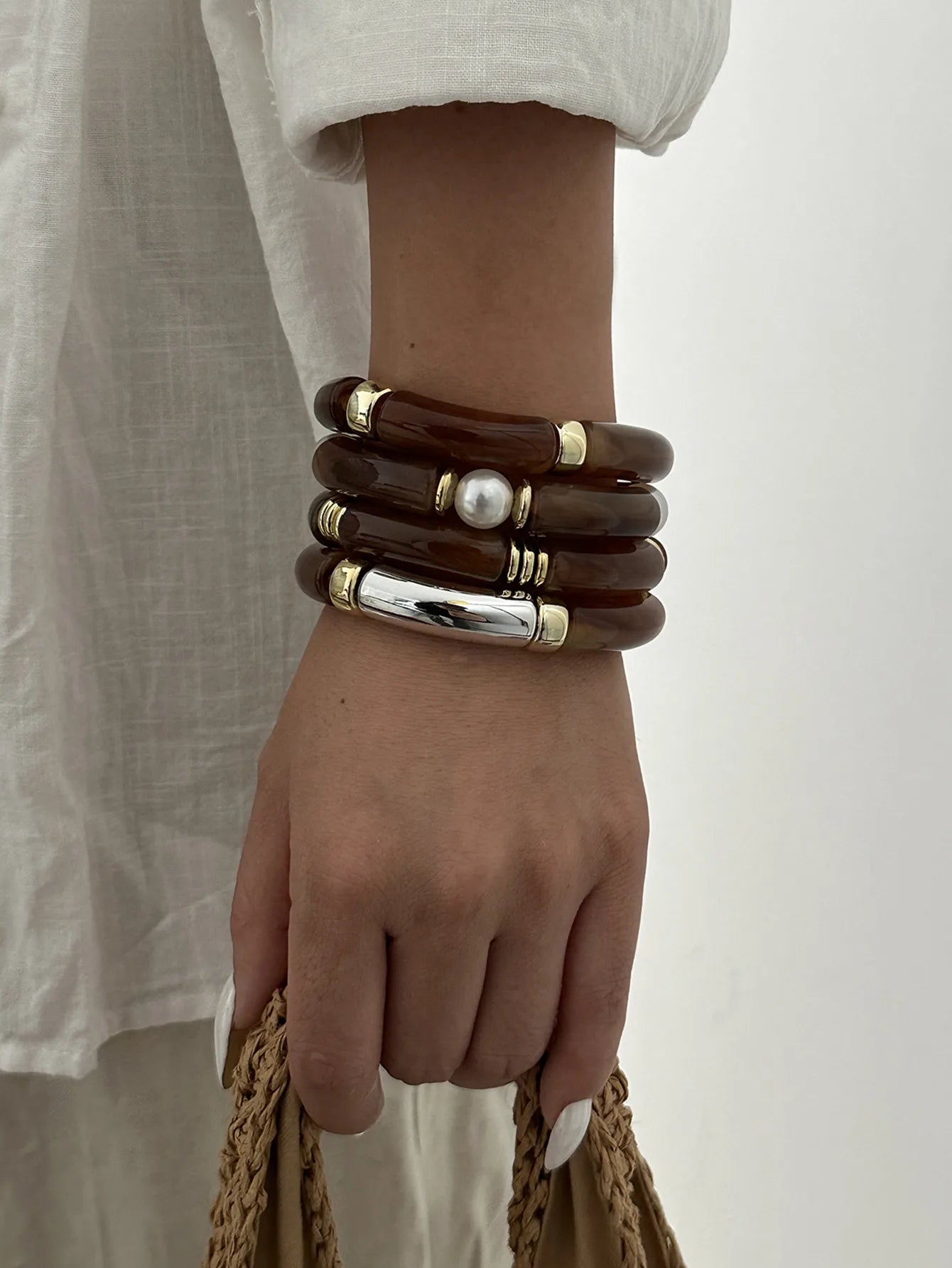 Set Pulseras Tubulares Elásticas Acrílico