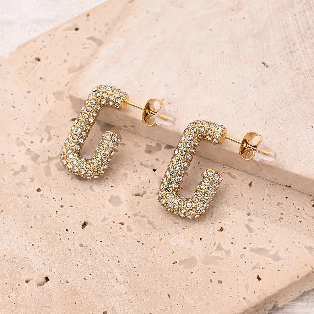 Aretes Elegantes Dorados Acero Inoxidable