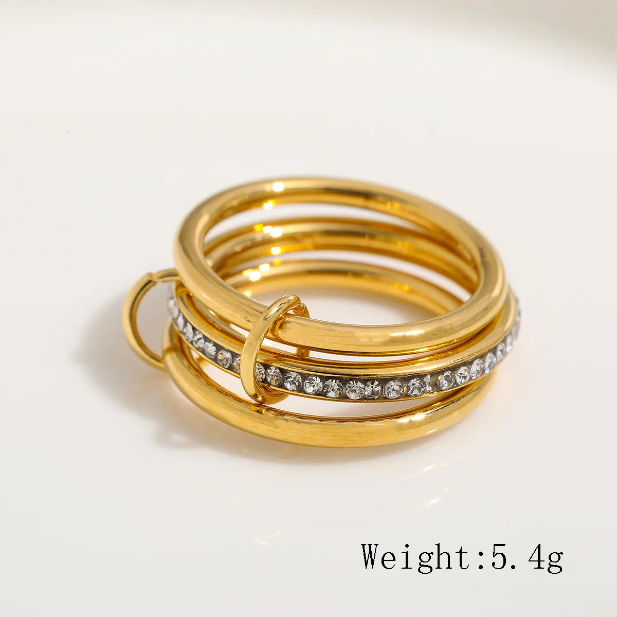 Anillo Triple Dorado Acero Inoxidable