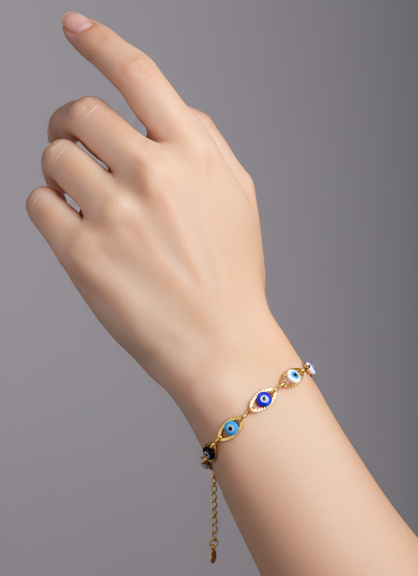 Pulsera Ojos Colores Acero Inoxidable