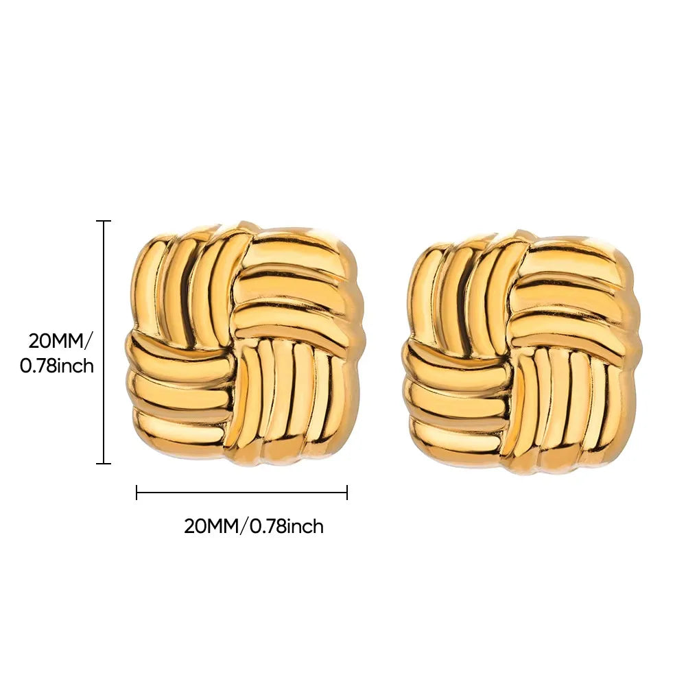 Aretes Cuadrados Dorados Acero Inoxidable
