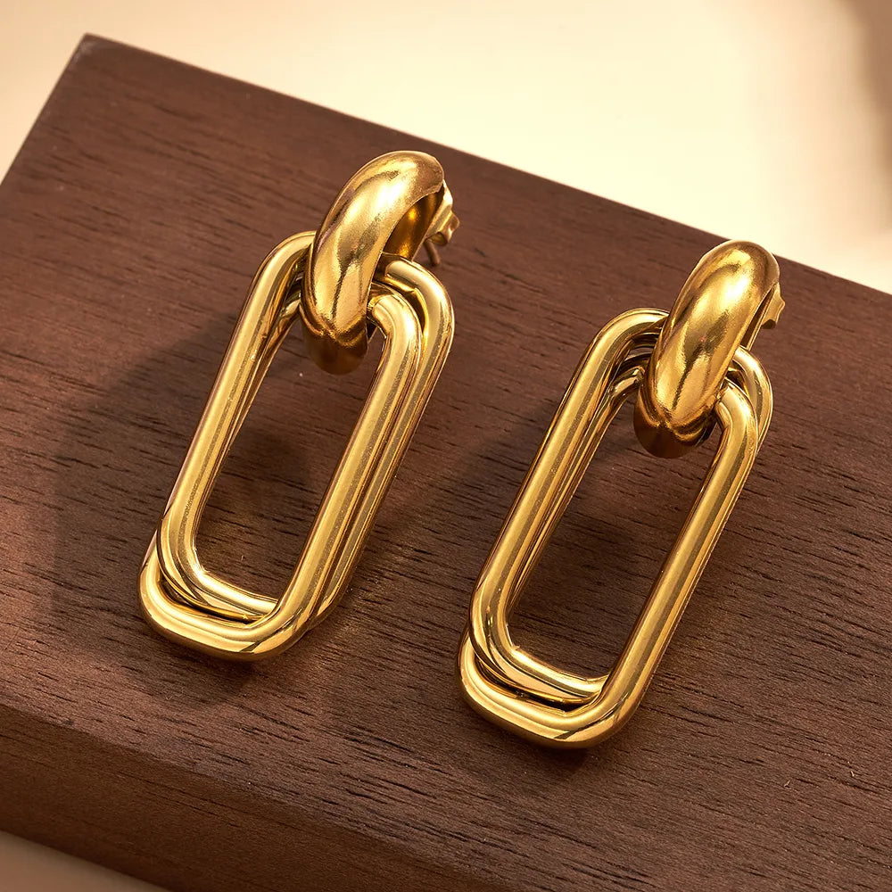 Aretes Doble Rectángulo Acero Inoxidable