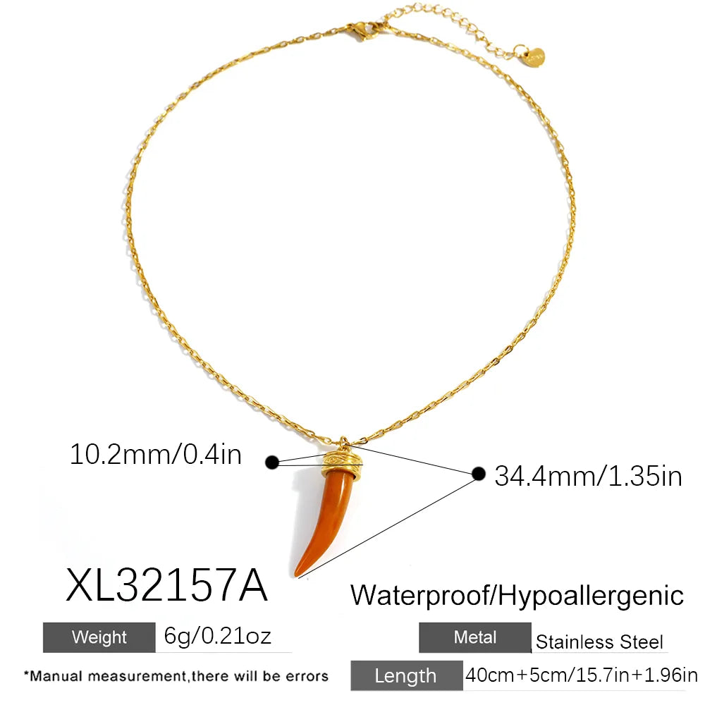 Collar Cuerno Acero Inoxidable