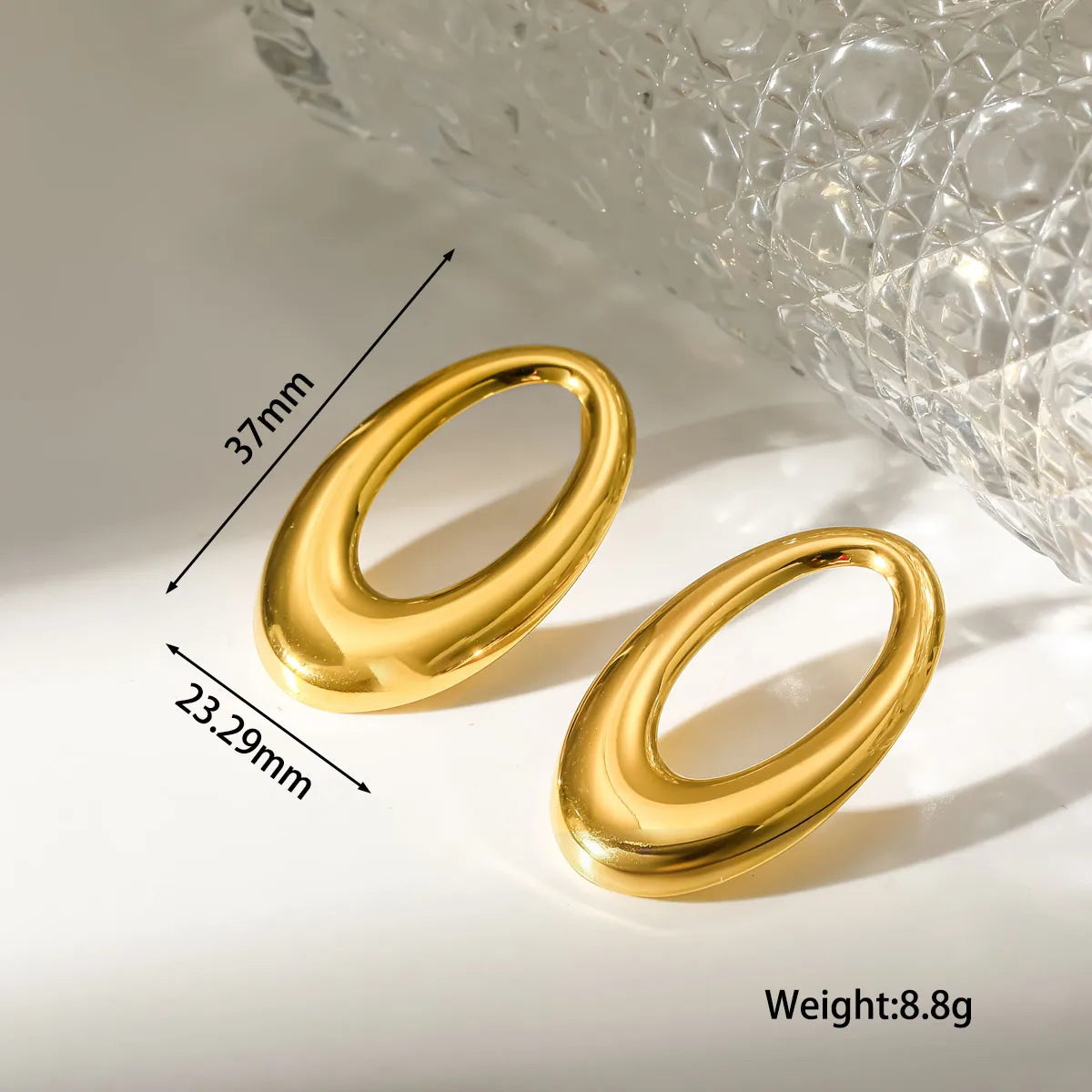 Aretes Ovalados Dorados Acero Inoxidable