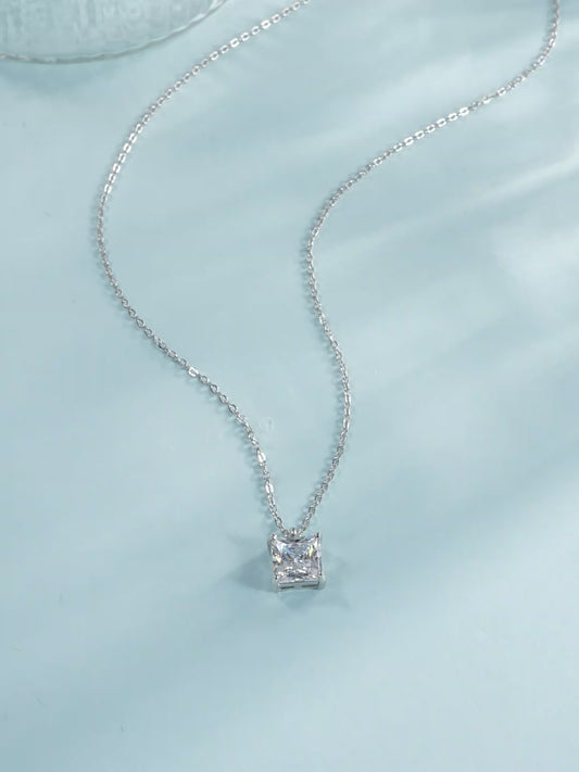 Collar Circón Cuadrado Plata De Ley 925