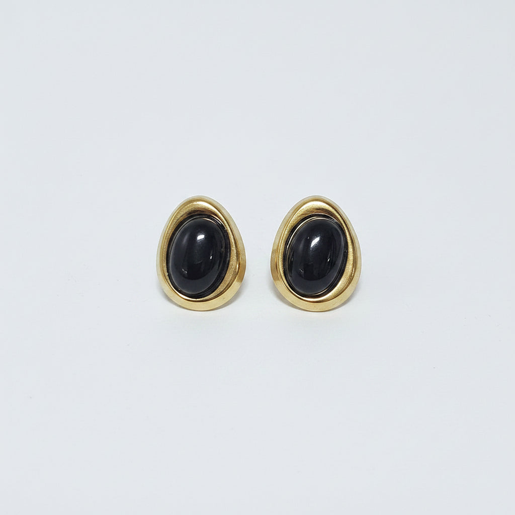 Aretes Negro Dorado Acero Inoxidable