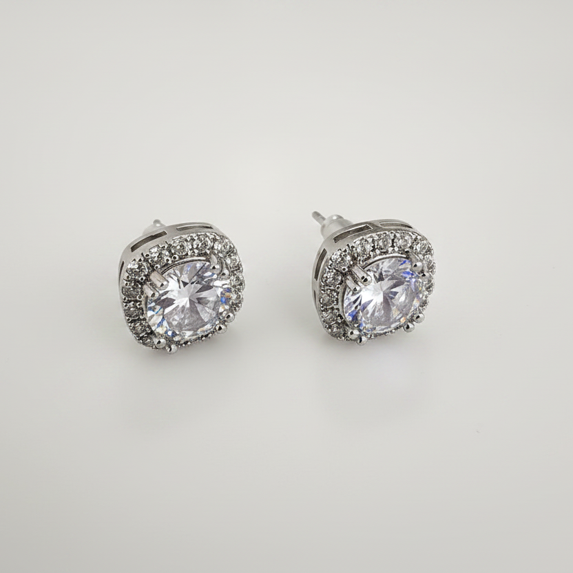 Aretes Cuadrado Circón Cobre