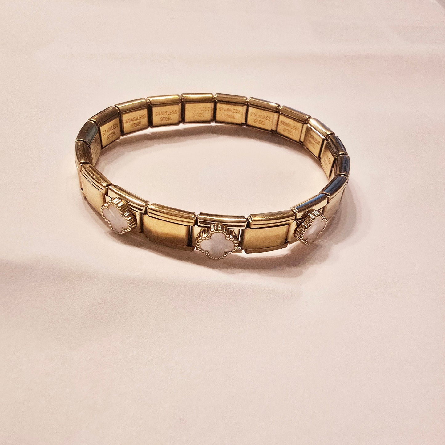 Pulsera Italiana Trébol Acero Inoxidable