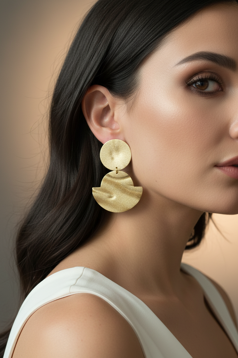 Aretes Dorado Retro Exagerado Acero Inoxidable