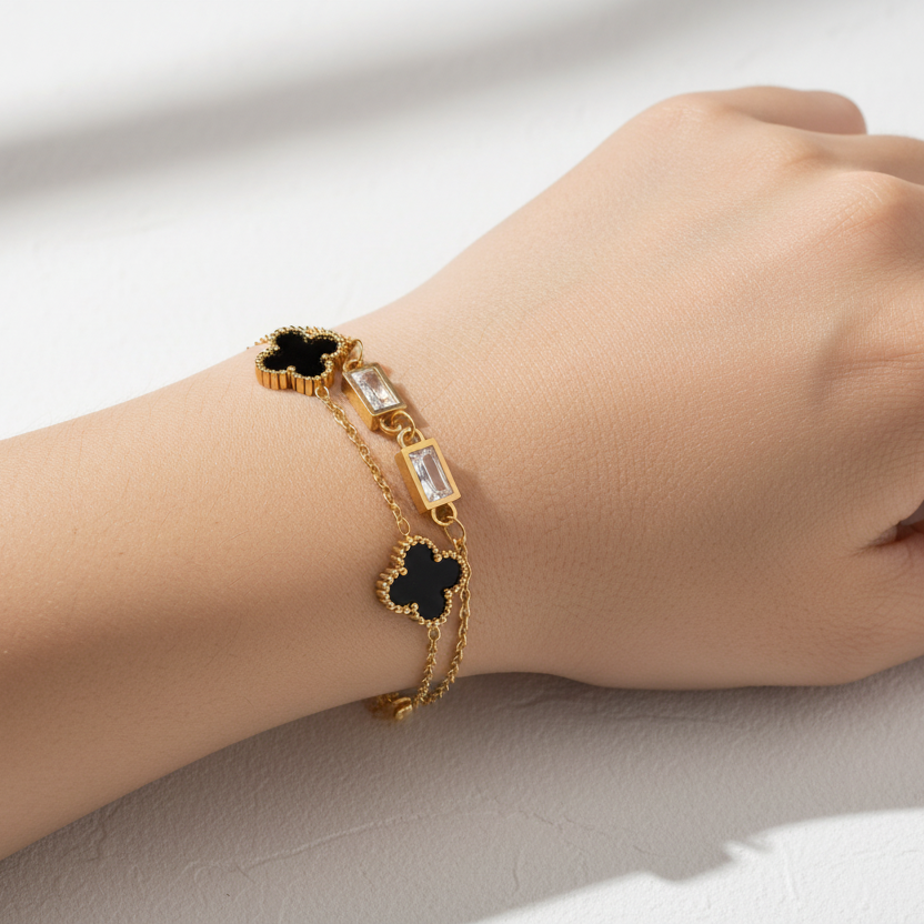 Pulsera Trébol Doble Acero Inoxidable