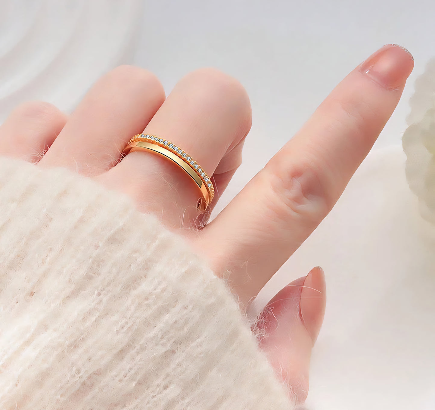 Anillo Doble Dorado Plata De Ley 925