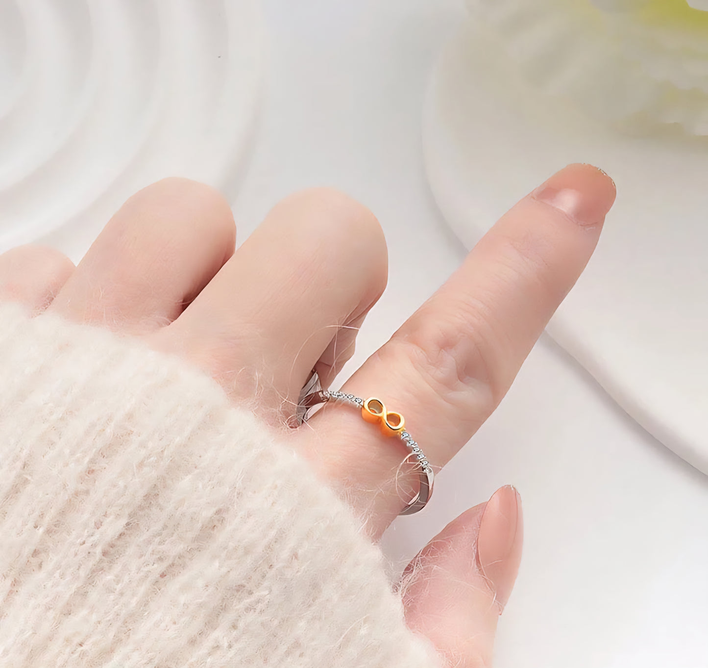 Anillo Infinito Bicolor Plata De Ley 925