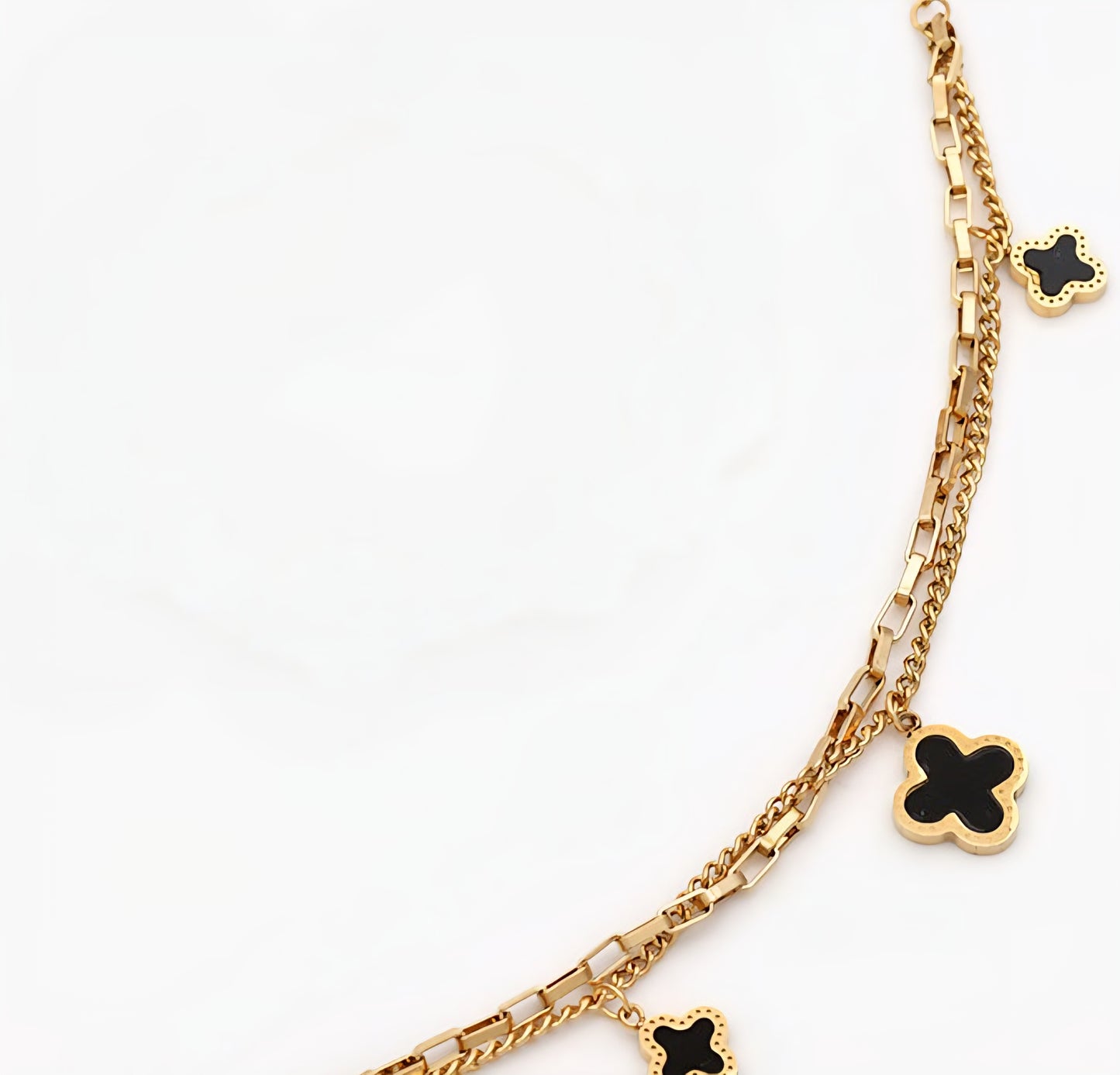 Pulsera Doble Trébol Acero Inoxidable