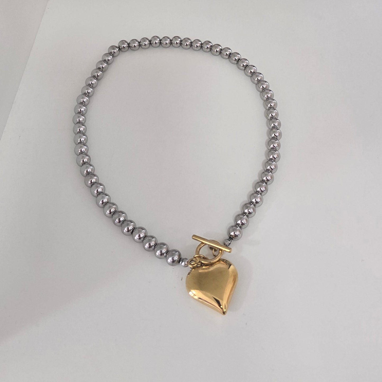 Collar Corazón Bicolor Acero Inoxidadable
