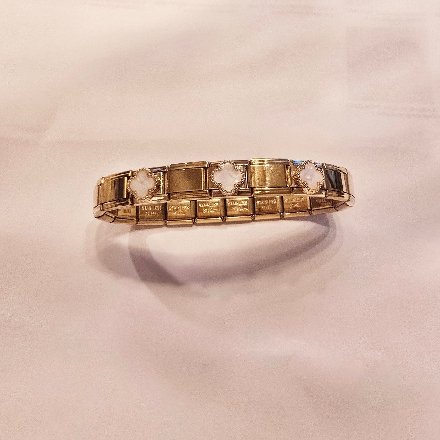 Pulsera Italiana Trébol Acero Inoxidable