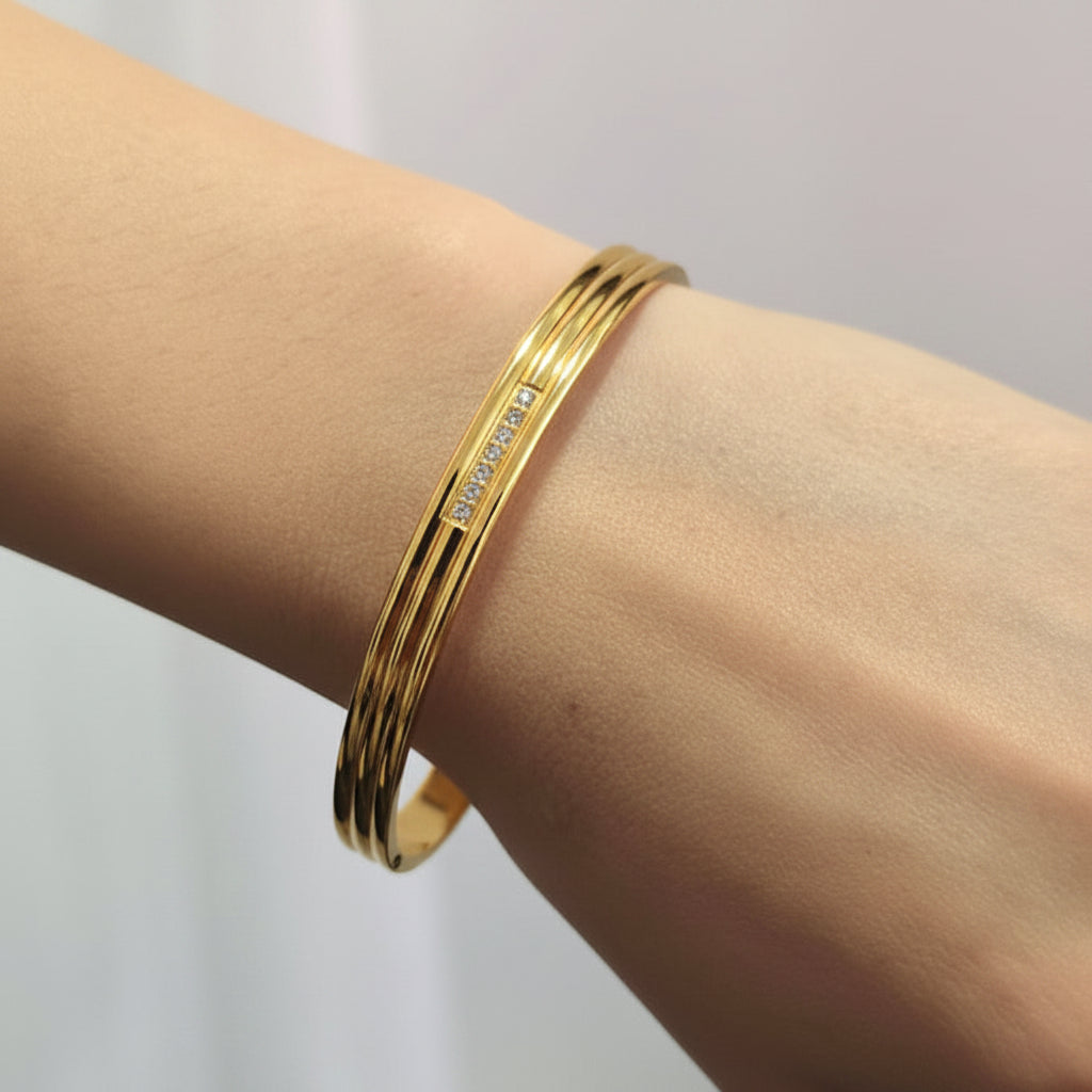 Pulsera Rígida Dorada Acero Inoxidable
