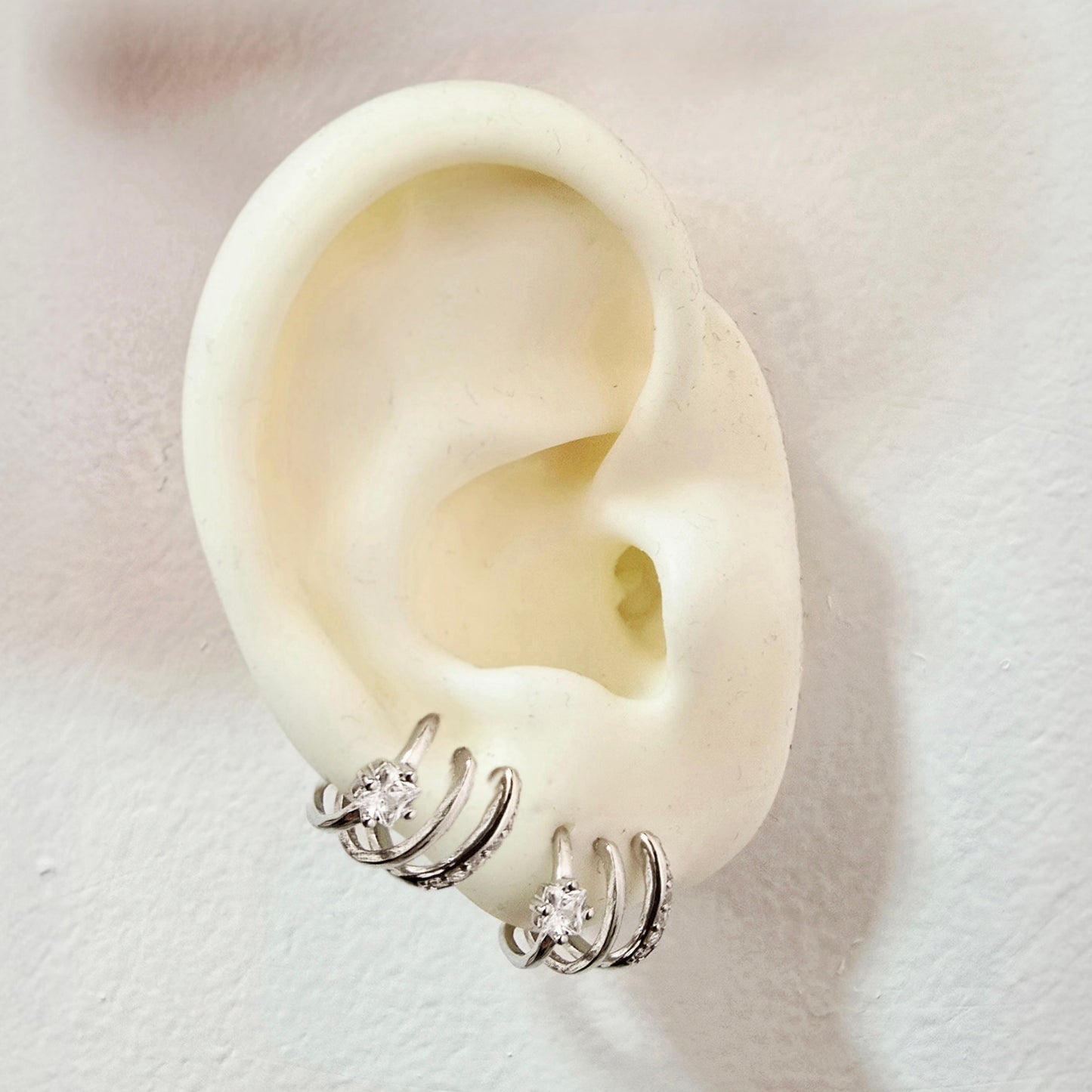 Aretes Triple Plata 925