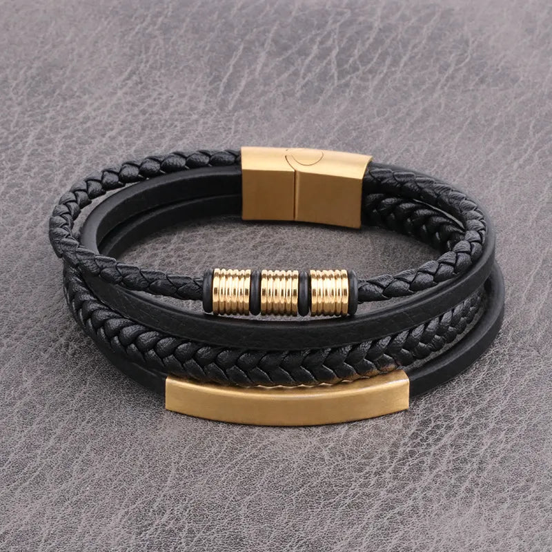 Pulsera Negra con Dorado