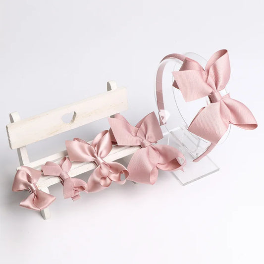 Set Moños y Diadema Beige