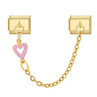 Charm Doble Italiano Corazón Acero Inoxidable
