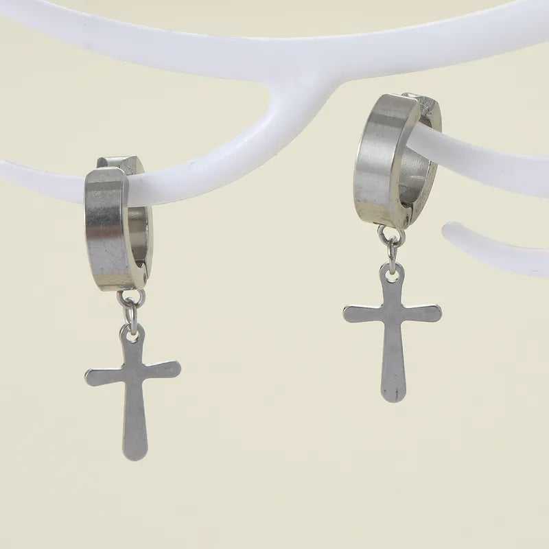 Aretes Clip Estilo Clásico Cruz Aleación