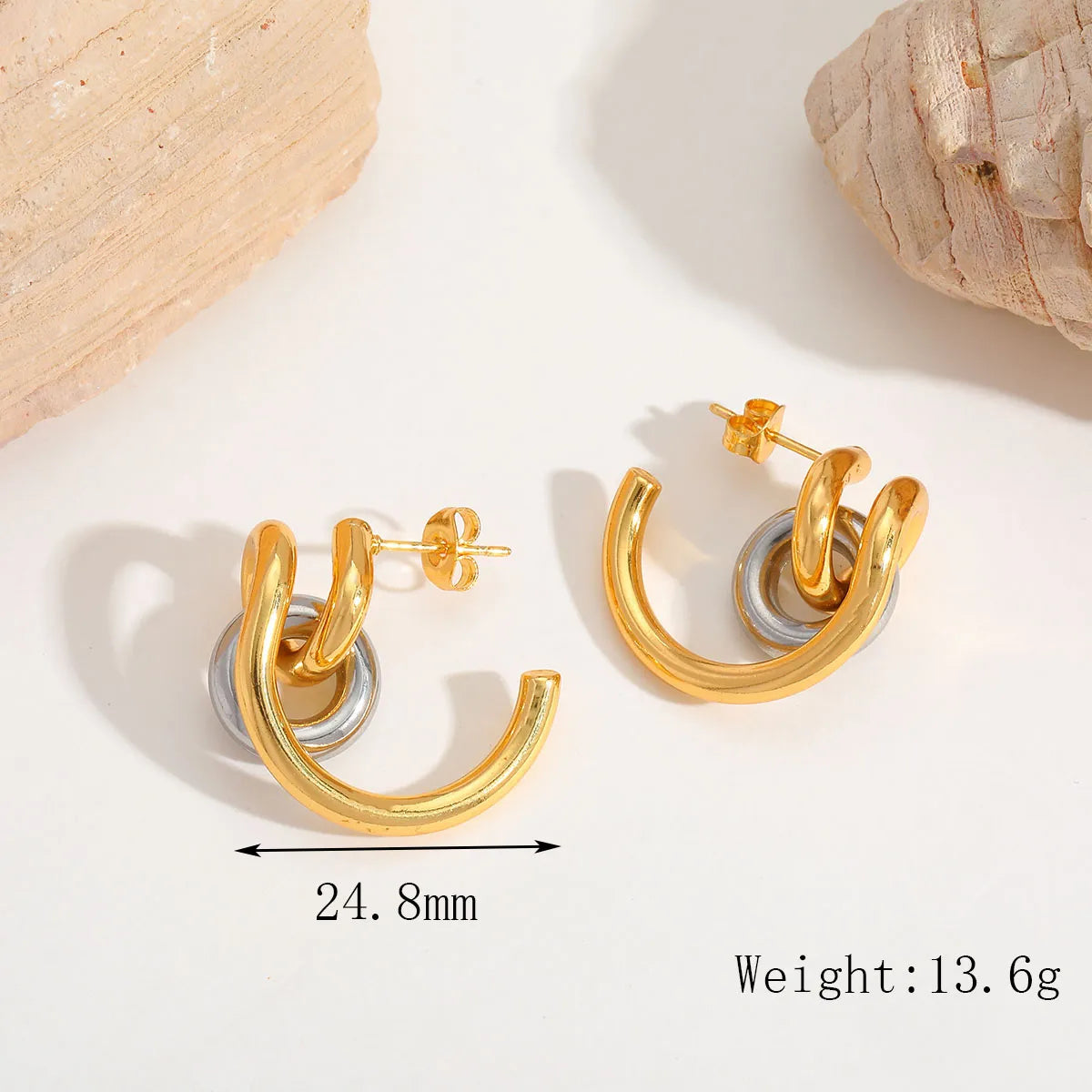 Aretes Bicolor Irregular Acero Inoxidable