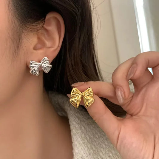 Aretes Moño Acero Inoxidable