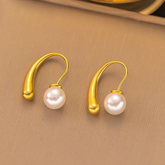 Aretes Perla Acero Titanio