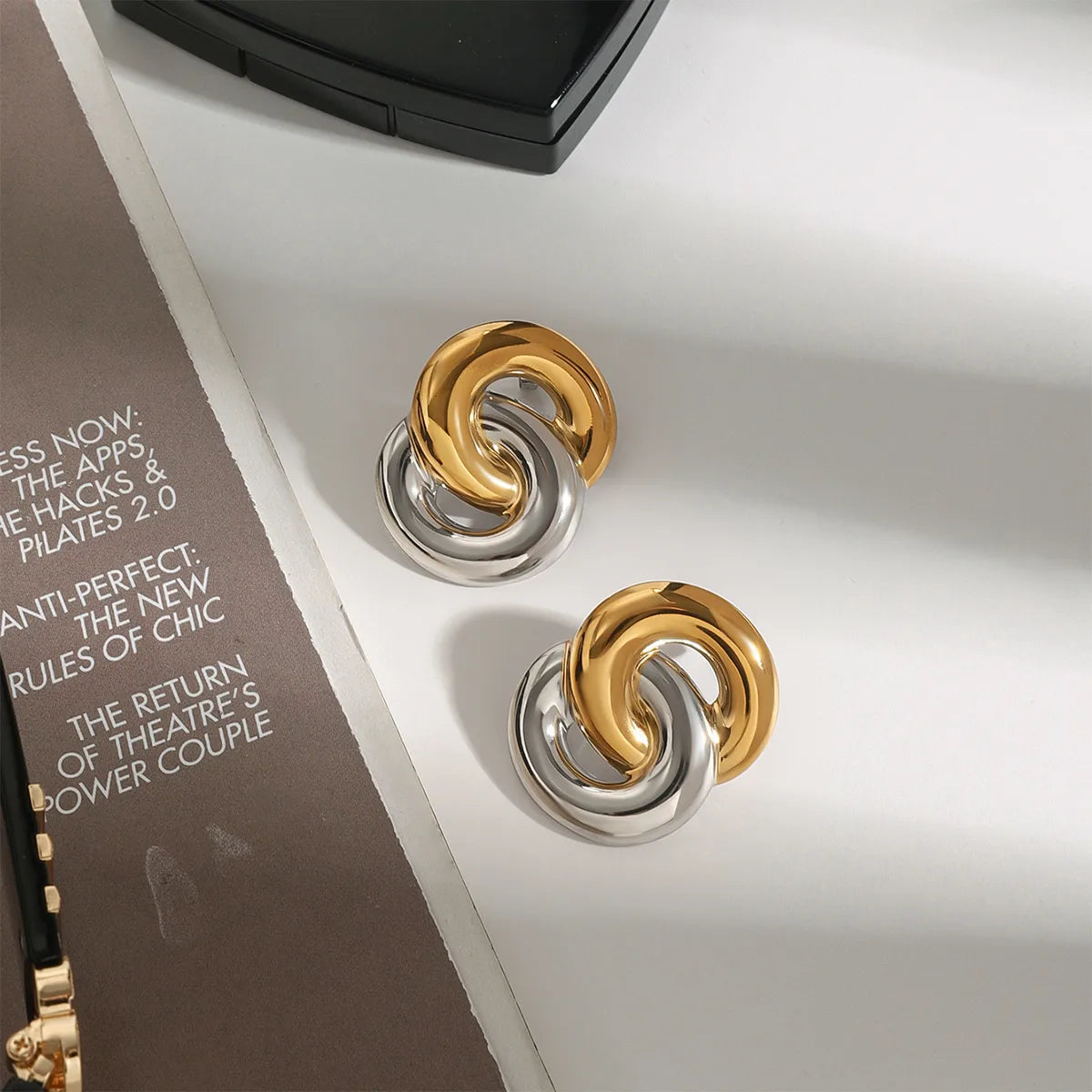 Aretes Bicolor Acero Inoxidable