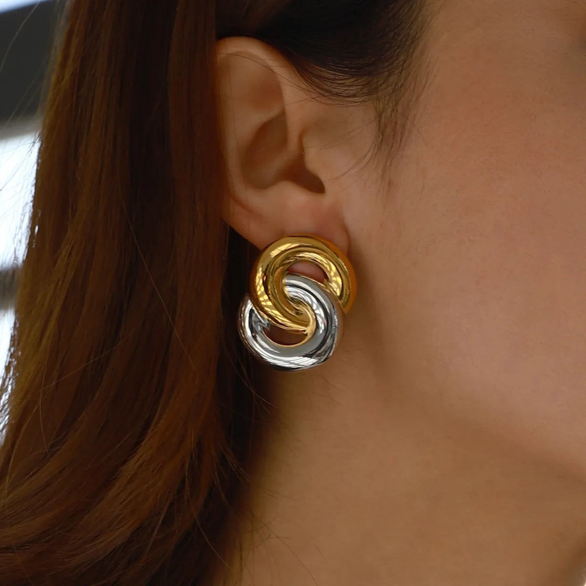 Aretes Bicolor Acero Inoxidable