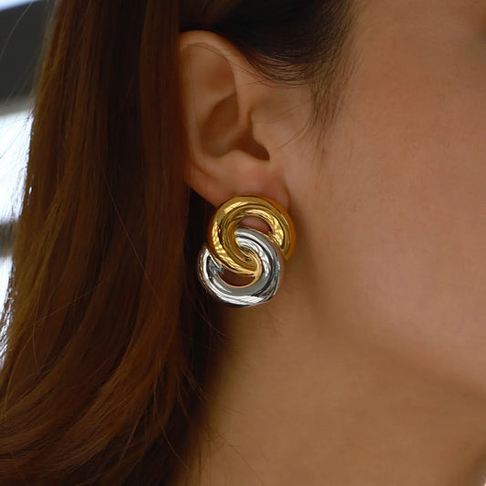 Aretes Bicolor Acero Inoxidable