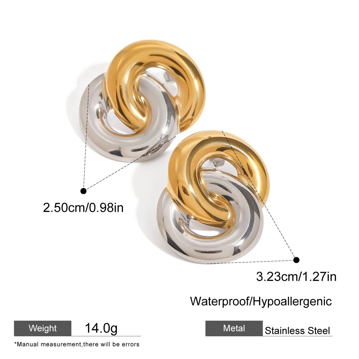 Aretes Bicolor Acero Inoxidable