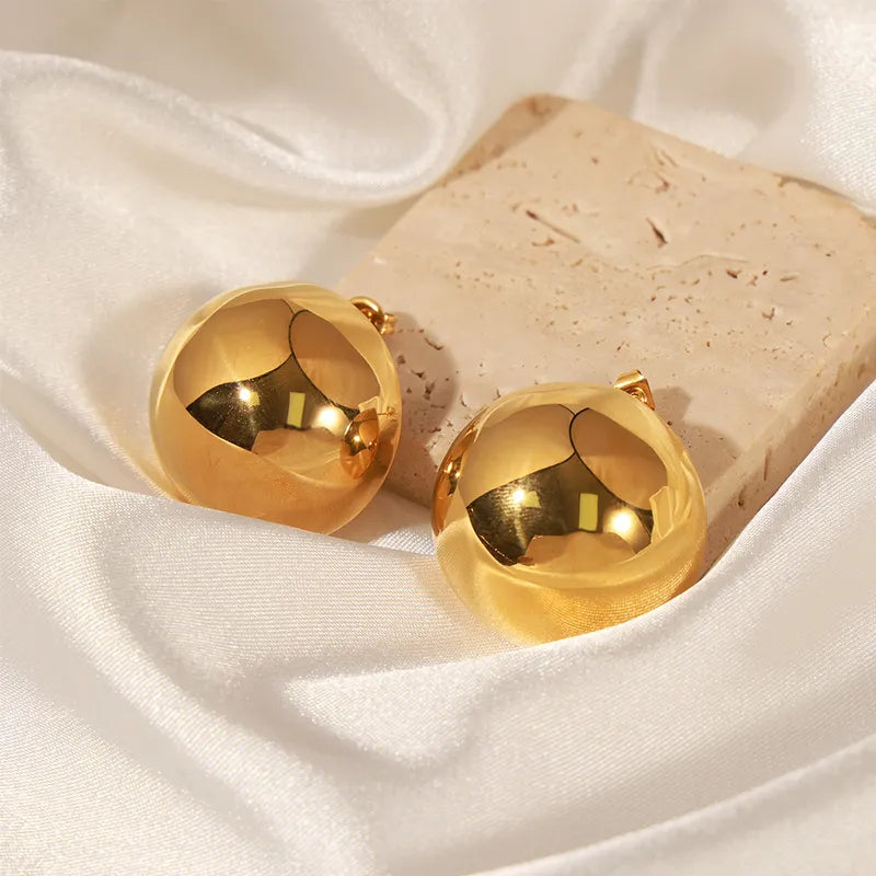 Aretes Bola Elegante Acero Titanio