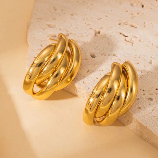 Aretes Dorados Acero Titanio