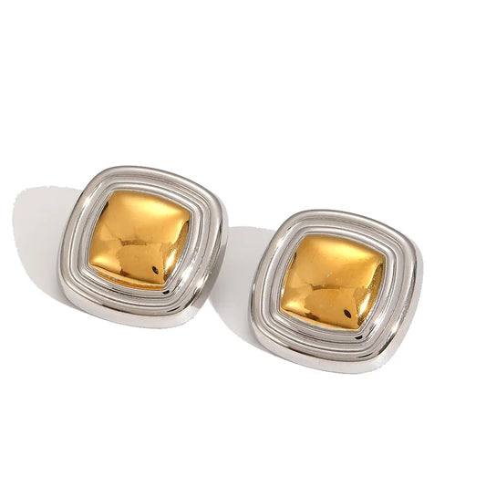 Aretes Bicolor Acero Inoxidable