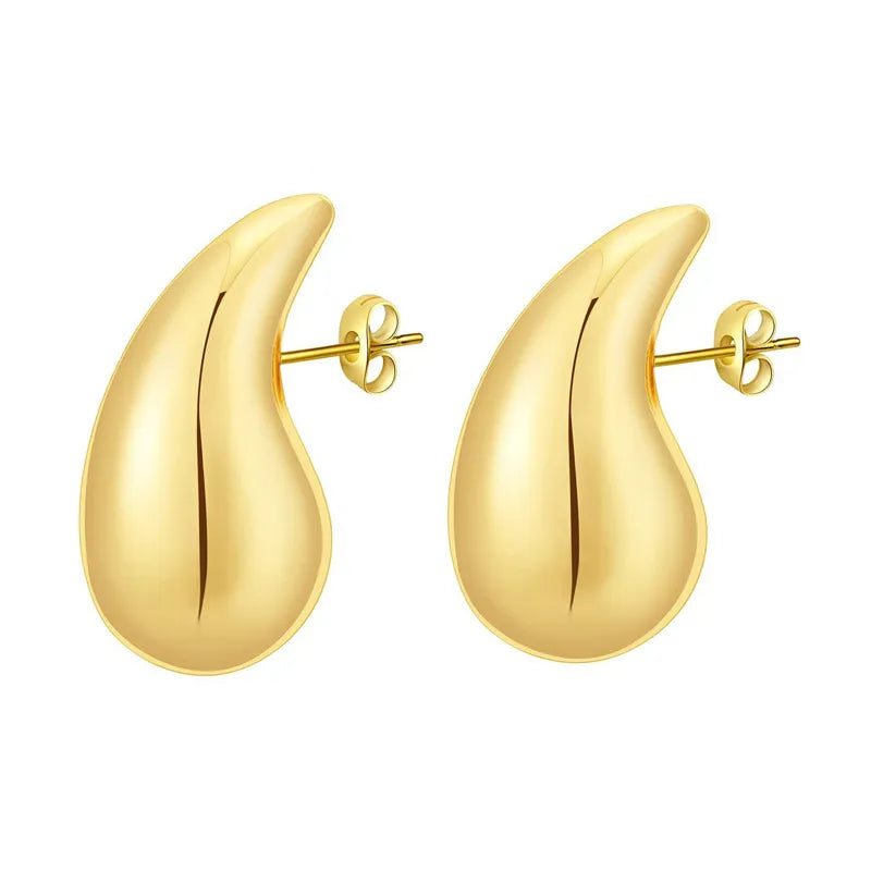 Aretes Gotas Agua Acero Inoxidable Chapado En Oro