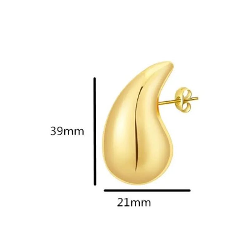 Aretes Gotas Agua Acero Inoxidable Chapado En Oro