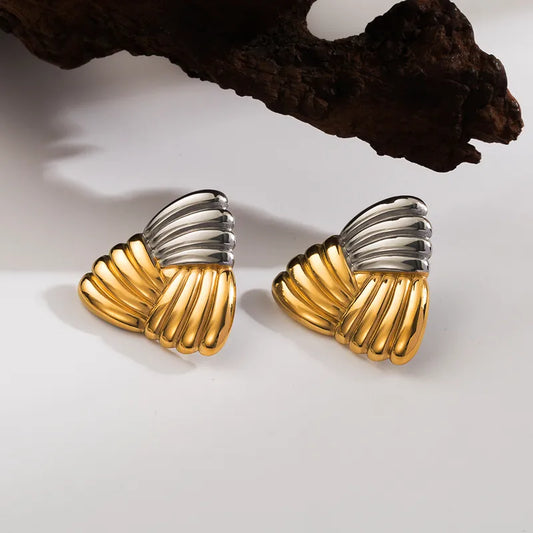 Aretes Triángulo Raya Acero Inoxidable