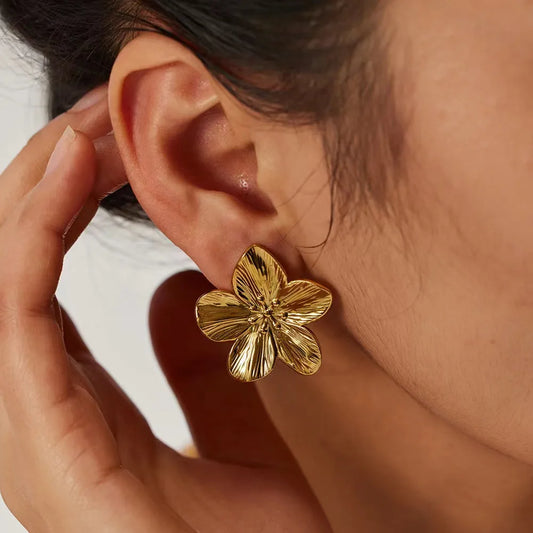Aretes Flor Acero Inoxidable