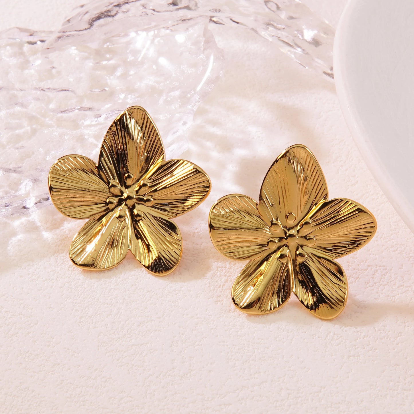 Aretes Flor Acero Inoxidable