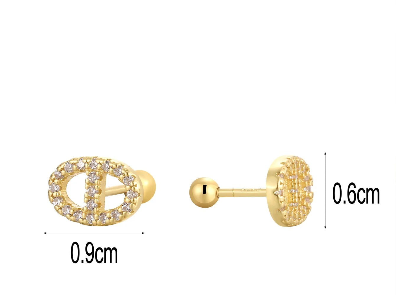 Aretes Dorados Circón Plata De Ley 925